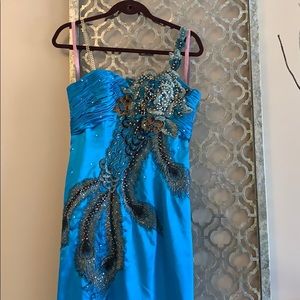 Peacock embroidered gown